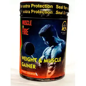 Muscle on fire weight & muscle gainer protein supplement powder with digestive enzymes - 500 Gm (Pineapple)
