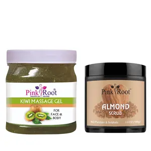 Pink Root Kiwi Massage Gel 500ml with Almond Scrub 100gm