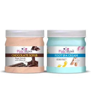 Pink Root Chocolate Scrub 500gm with Foot Spa Cream 500gm