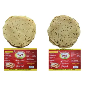 PNT Amritsari Handmade Crispy Premium Papad Wadiyan Combo (Jeera and Medium Spicy Papad)