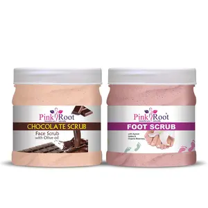 Pink Root Chocolate Scrub 500gm with Foot Scrub 500gm