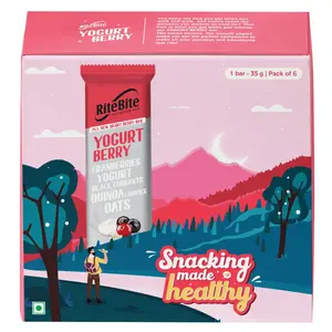 RiteBite Max Protein Yogurt Energy Berry Granola Snack Bar with Strawberries & Raisins 210g - Pack of 6