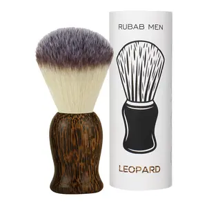 RUBAB MEN Shaving Brush for Men |Leopard Edition| Super Soft Cruelty Free Bristles & Premium Ergonomic Handle Handcrafted with Passion - Brown