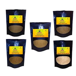 SSKE Cashew Powder/Almond Powder/Walnut Powder/Yellow Dry Dates Powder/ Mixed Dry Fruit Powder (250g x 5)