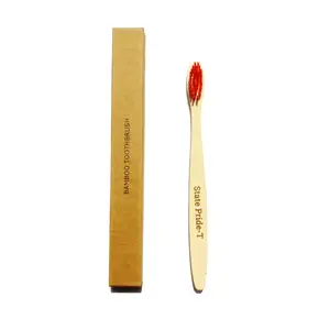 State Pride -T Biodegradable Bamboo Toothbrush for Adults - Pack of 1| Eco Toothbrushes | 100% Biodegradable Handle | Red Colours Medium Bristles | Recyclable Toothbrush | BPA & Plastic-Free