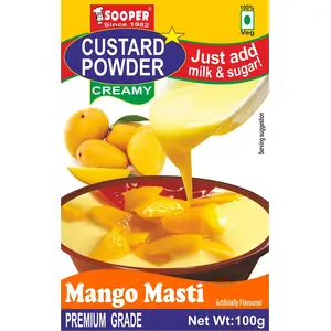 SOOPER Custard Powder Mango MASTI 100g x 4 Packs Custard Powder