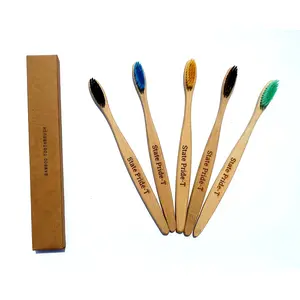 State Pride -T Biodegradable Bamboo Toothbrush for Adults - Pack of 5| Eco Toothbrushes | 100% Biodegradable Handle | Colours Medium Bristles | Recyclable Toothbrush | BPA & Plastic-Free
