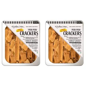 The Baker's Dozen 100% Whole-wheat Hand Made &Fresh Peri Peri Crackers Baked Not Fried Spicy Crunchy Chips (Preservative-free & No Maida) Pack of 2