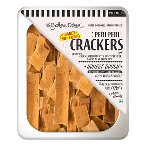 The Baker's Dozen 100% Whole-Wheat Hand Made &Fresh Peri Peri Crackers Baked Not Fried Spicy Crunchy Chips (Preservative-Free & No Maida) Pack of 1