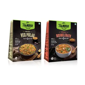 Trumillets | Healthy Millet Meals | Ready to Cook |Bisibelebath 200g Each (Pack of 2) and Veg Pulao 200g Each (Pack of 2)