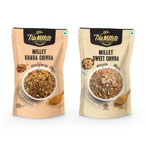 Trumillets | Healthy Millet Snacks | Mixture Combo | Sweet Chivda 125g and Khara Chivda 125g
