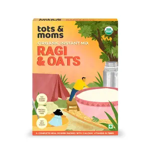 Tots & Moms Foods Instant Ragi & Oats | Natural & Wholesome Travel friendly Breakfast Porridge-200g