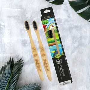The Mouth Company Premium Bamboo Toothbrush for - KIDS | Low Pressure and Charcoal Activated Bristles - Pack of 2