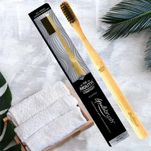 The Mouth Company Premium Organic Bamboo Toothbrush Gentlebrush | Round (Low Pressure) with Charcoal Activated Bristles