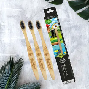 The Mouth Company Premium Bamboo Toothbrush for - KIDS | Low Pressure and Charcoal Activated Bristles - Pack of 3