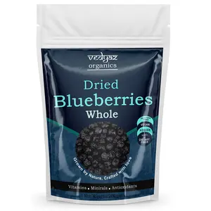 Vedyaz Organics Whole Dried Blueberries / Blueberry dry fruit - 400gm - 100% Natural and Unsweetened (without sugar) - Gluten free snacks