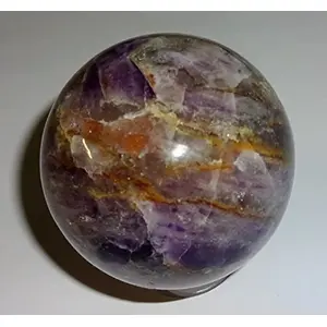 Healing Crystals India: 9 Cacoxenite Super 7" Rare Melodies Stone Crystal Healing 50MM Gemstone Energy Orb Decorative.