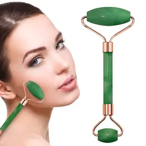 IMKR Aikon Face Roller and Massage Stone for Skin care |Natural Healing Jade & Quartz Stone for Microcirculation | Handmade-Crafted Facial Massager Skin Tool for Anti Aging Skincare