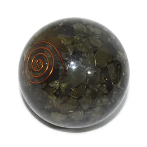 Pyramid Tatva Orgonite Sphere - Golden Pyrite Ball Size - (50 mm - 63 mm) 2-2.5 Inch Natural Chakra Balancing Crystal Healing Stone