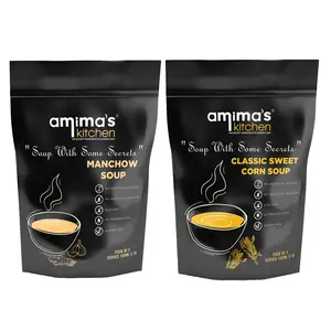 Amima's Kitchen Combo Of Manchow + Classic Sweet Corn Soup 100 Grams (Pack Of 2) | Instant Soup Mix Powder | Ready To Cook | No Artificial Flavour & Colour | Gluten Free | Non GMO | Healthy Soup