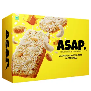 ASAP Energy Bars - 6 Bars Healthy Granola Bars with Cashew Almond & Caramel - High Fiber Oats On-The-Go Chewy Cereal Bars (35 G Each)