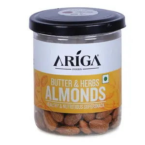 Ariga Foods Roasted Almonds Butter & Herbs Flavoured Badam Healthy Dry Fruit in Pet Can 200g
