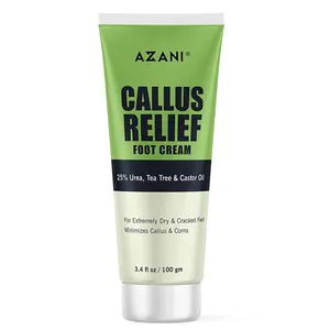 Azani Callus Relief Foot Cream - 100g | 25% Urea Castor & Tea Tree Oil | Callus & Corns remover Deeply moisturizes extreme Dry Rough Feet Cracked heel | Exfoliates Dead skin| Women & Men