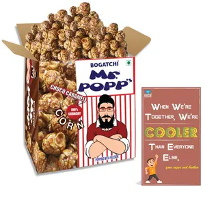 BOGATCHI Mr.POPP's Chocolate Crunchy Caramel Popcorn Handcrafted Gourmet Popcorn Best Rakhi Gift250g + Free Happy Rakhi Greeting Card
