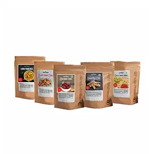 Special Snacks Hamper Pack of 5| Vacuum Cooked Snacks | Gluten Free | Brow Rice Chips | Corn Munchies | Chilly Tomato Quinoa Chips | Black Chana chips