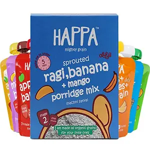 Happa Organic Fruit Puree and Porridge Combo6 Puree 100 Grams Each 1 Porridge 200 Gram