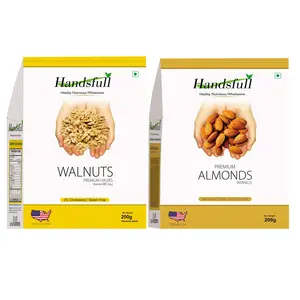 Handsfull California Walnuts Kernels 200g + Handsfull Premium California Almonds 200g