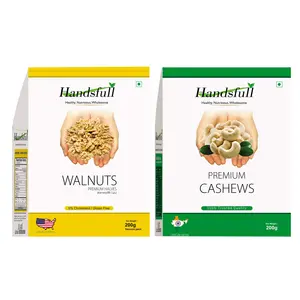 Handsfull California Walnuts Kernels 200g + Handsfill Premium Cashew Nuts 200g