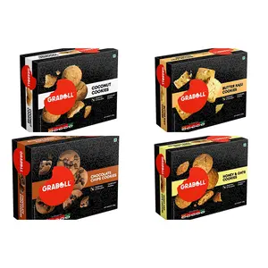 Graboll Biscuits Combo | Butter Kaju Coconut Choco Chips and Honey oats Cookies Handmade Cookies Snacks With Goodness Of Cow Ghee 200 gram per pack
