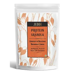 Jeddi Protein Granola Multigrain Fruits Nuts Cinnamon | Delightful Breakfast Cereal with Pumpkin Seeds Almonds Flax Seeds Bajra Jowar Rolled Oats 300g