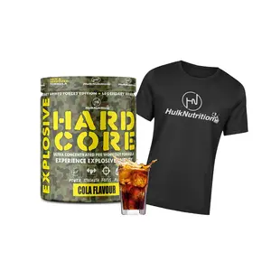 Hulk Nutrition Hardcore Pre-Workout Supplement Energy Drink with Creatine Monohydrate Arginine AAKG Beta-Alanine Explosive Muscle Pump Caffeinated Punch - Men & Women [30 Cola] Free T-Shirt
