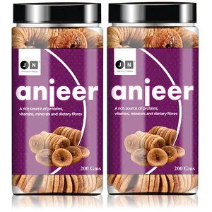 JN Afghani Dried Figs - Anjeer Dry Fruits 200 Gm ( 200 Gm X 2 Packet ) | | Vacuum Packed | | Premium Dry Fruits | | Healthy & Fresh (Pack of 2)