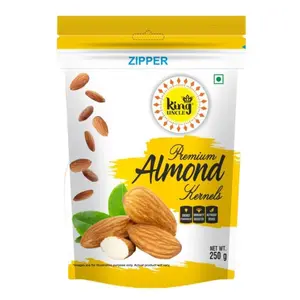 KINGUNCLE's Californian Almond Kernels 500 Grams (2 Packs of 250 Grams) Grey Pack