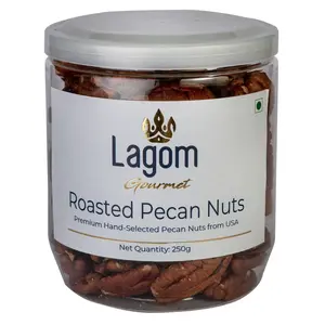 Lagom Gourmet Roasted (Unsalted) Pecan Nuts 250g | All Natural | No Preservatives | No Additives | Gluten Free | Vegan | Non GMO | Nuts Dry Fruits