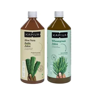 Kapiva Aloe and Amla Juice + Wheatgrass Juice | Ayurvedic Combo for Better Digestion General Wellness Skin and Hair Care (1L+1L)