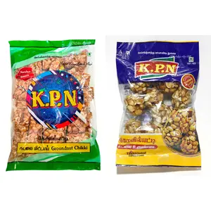 KPN Kovilpatti Kadalai Urundai Groundnut Chikki Candy Balls Kadalai Mittai (100 g + 200 g) - Pack of 2
