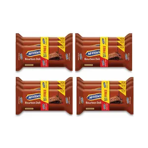 McVities Bourbon Delight Cream Biscuits With Goodness Of Cocoa 100G (Buy 2 Get 1 Free) (Pack Of 4).