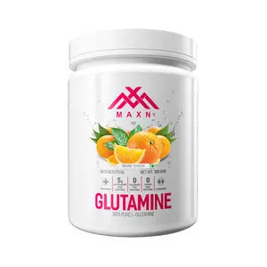 MAXN L-Glutamine Powder - Flavoured Nutritional Post Workout Supplement for Muscle Recovery (Orange 300 gms)