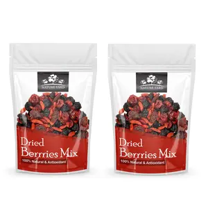 NATURE YARD Berries mix - 300 gm - Mix of Dried Cranberry Blueberry Goji berry & Strawberry Dry fruits - Antioxidant rich berry (150*2)
