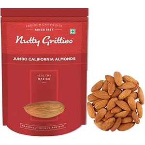 Nutty Gritties California Almonds Badam Raw 500g and Natural Jumbo Sanora For Morning Consumption Dry Fruit High Protein Vegan Friendly Snack