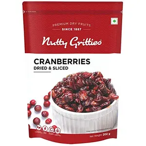 Nutty Gritties Dried US Cranberries 200g | Cranberry Healthy Snack for kids and adults | Resealable Pouch