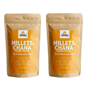 Omay Foods Millets & Jaggery Coated Chana Mix 200G (Pack Of 2) | Millets Jaggery Seeds | Roasted Snack | Healthy Snack | Oil-free Snack