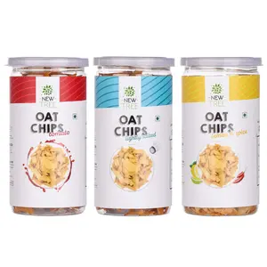 New Tree Healthy Snack Combo || Oats Chips Lemon & Spice 225gm || Oats Chips Simply Salted 225gm || Oats Chips Tomato 225gm || Combo Pack of 3 || Combined Weight: 675gm || Gluten Free Snacks