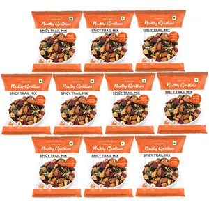 Nutty Gritties Spicy Trail Mix Healthy Snack Zero Oil Crunchy Tasty (Pack of 10- 24g each) 240g