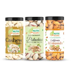 Nutri Desire Dry Fruits Combo 425g (Cashew-150g Almond-150g Pistachios-125g) Premium Dry Fruits