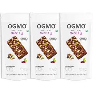 OGMO Beet Fig Wholegrain Millet Energy Bites | 3 X 30g | Refined Sugar Free